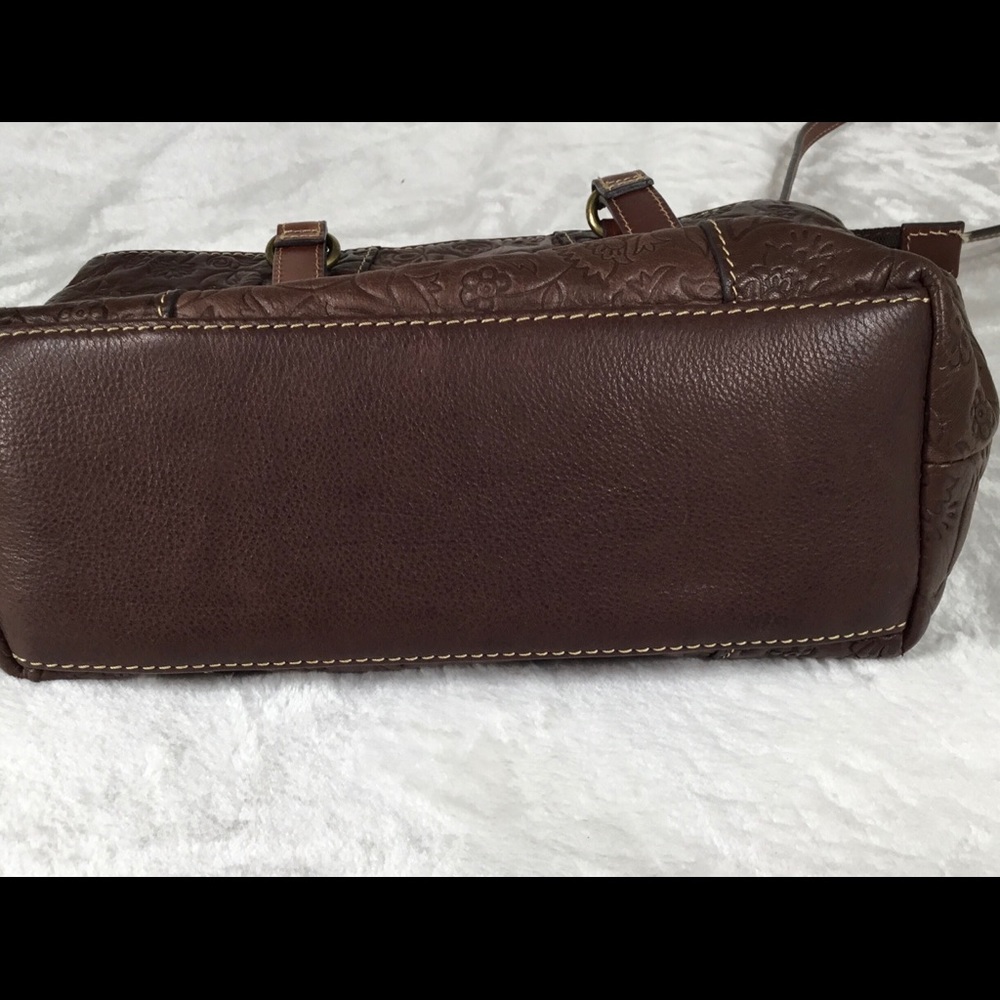 FOSSIL TWO TONED LEATHER EMBOSSED PURSE/HANDBAG - Picture 13 of 13